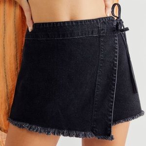 Free People Emmy Denim Skort - Black